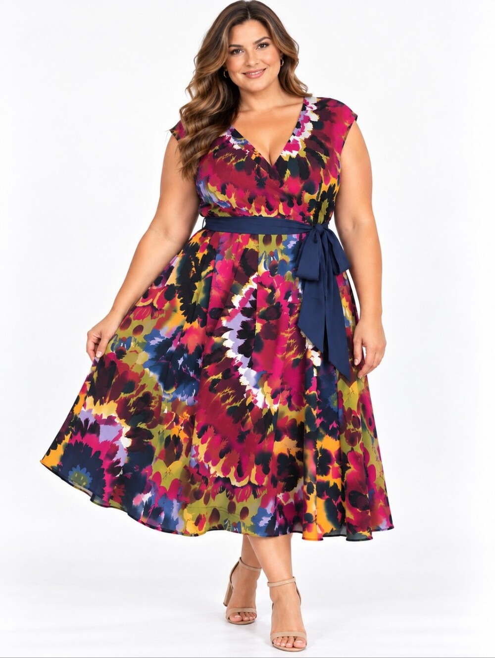 Tahari Arthur S. Levine Edward Floral Belted Dress 22W NWT Plus Size